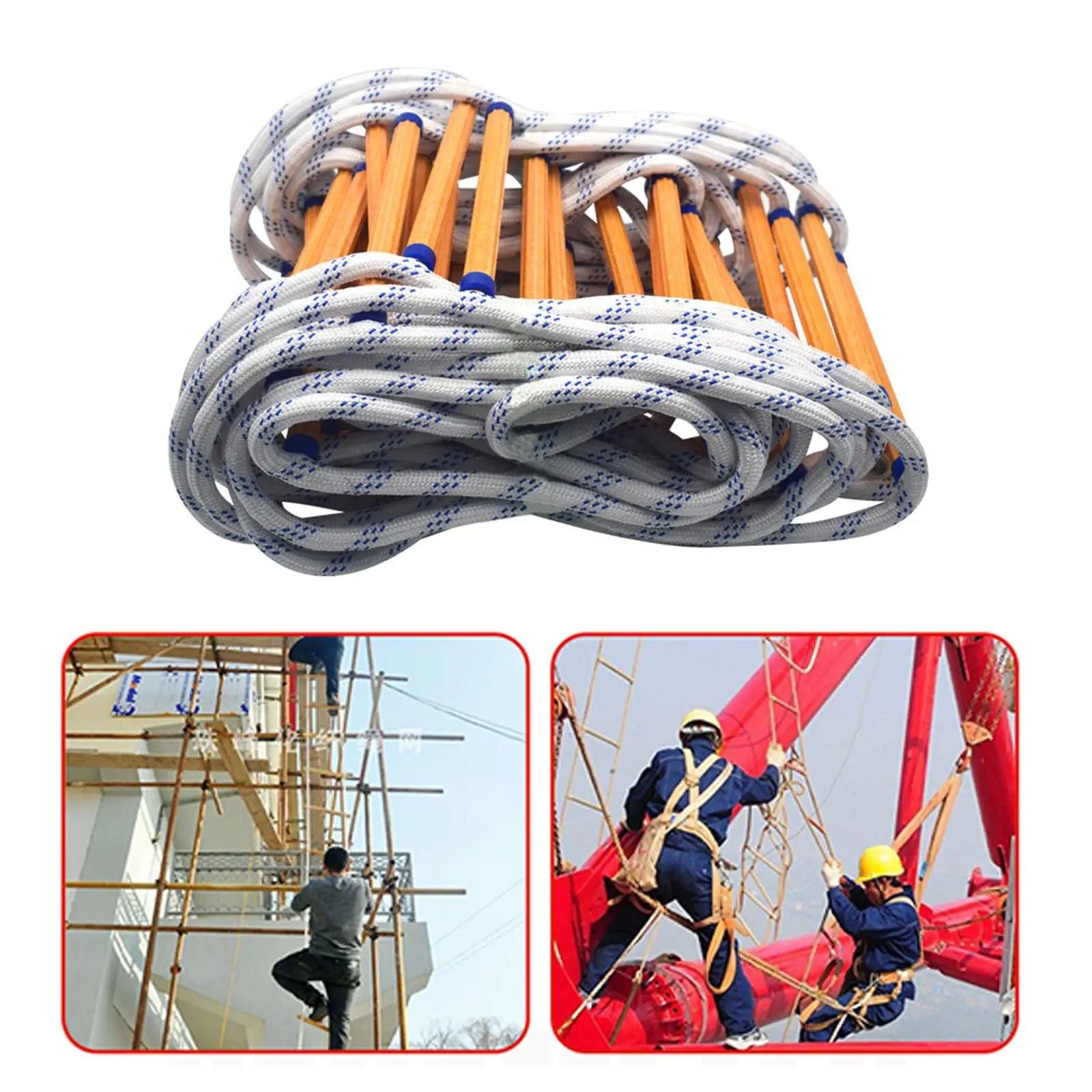 Fire Rope Ladder, Flame Resistant Rope Ladder for Fast to Deploy Portable Fast Deploy Kids Adults Sturdy Strong