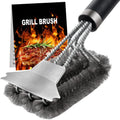 Stainless steel grill cleaning brush, outdoor BBQ grill wire brush with scraper, grill accessories, picnic tools