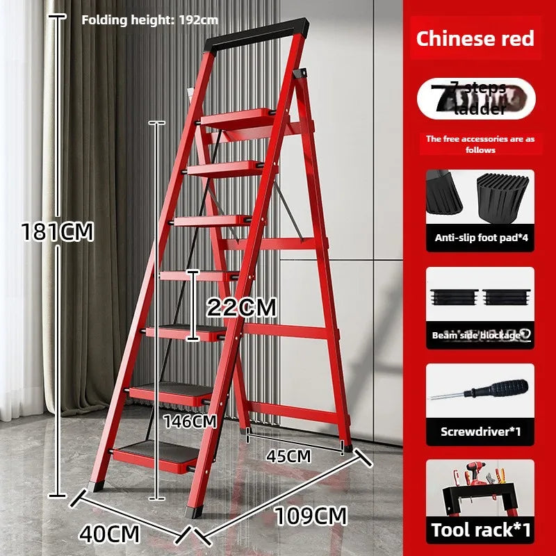 Home ladder stool folding zigzag ladder anti slip pedal ladder indoor and outdoor multifunctional portable ladder