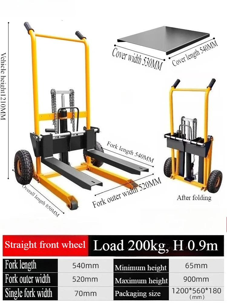 Folding mobile stacker manual forklift hydraulic transporter lifting platform truck loading and unloading household