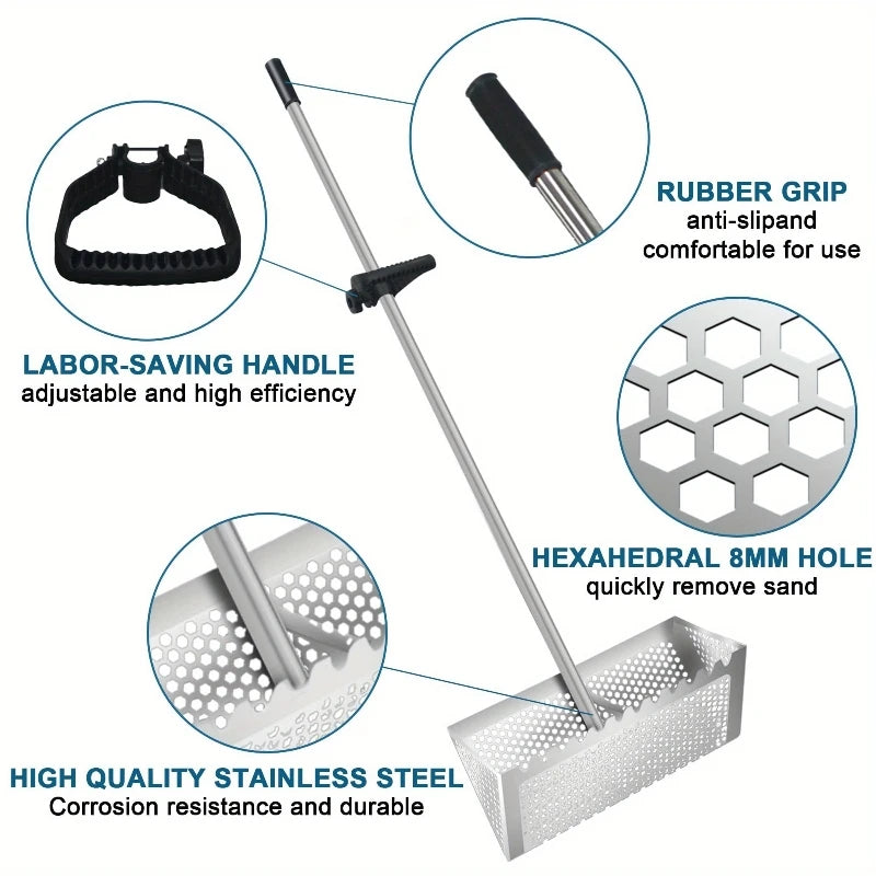 Stainless Steel Sand Sieve Foldable Beach Shark Tooth Sieve Field Supplies Beach Spade Digging Anti Corrosion Metal Shovel Tools