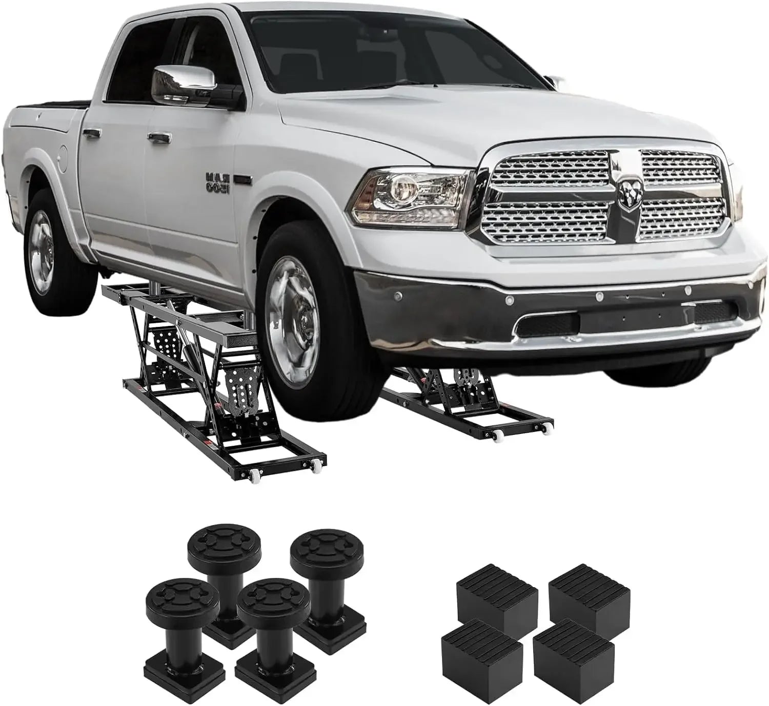 Heavy-Duty Carbon Steel Truck Lift with 120V Power Unit, Portable Car Lift - 7,000 LBS Capacity, 26.8" Max. Height