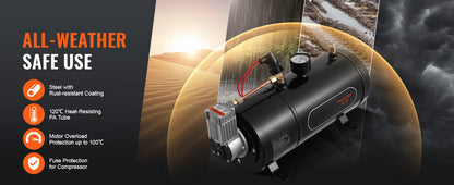 12V Train Horn Air Compressor with 3L Tank, 120 PSI