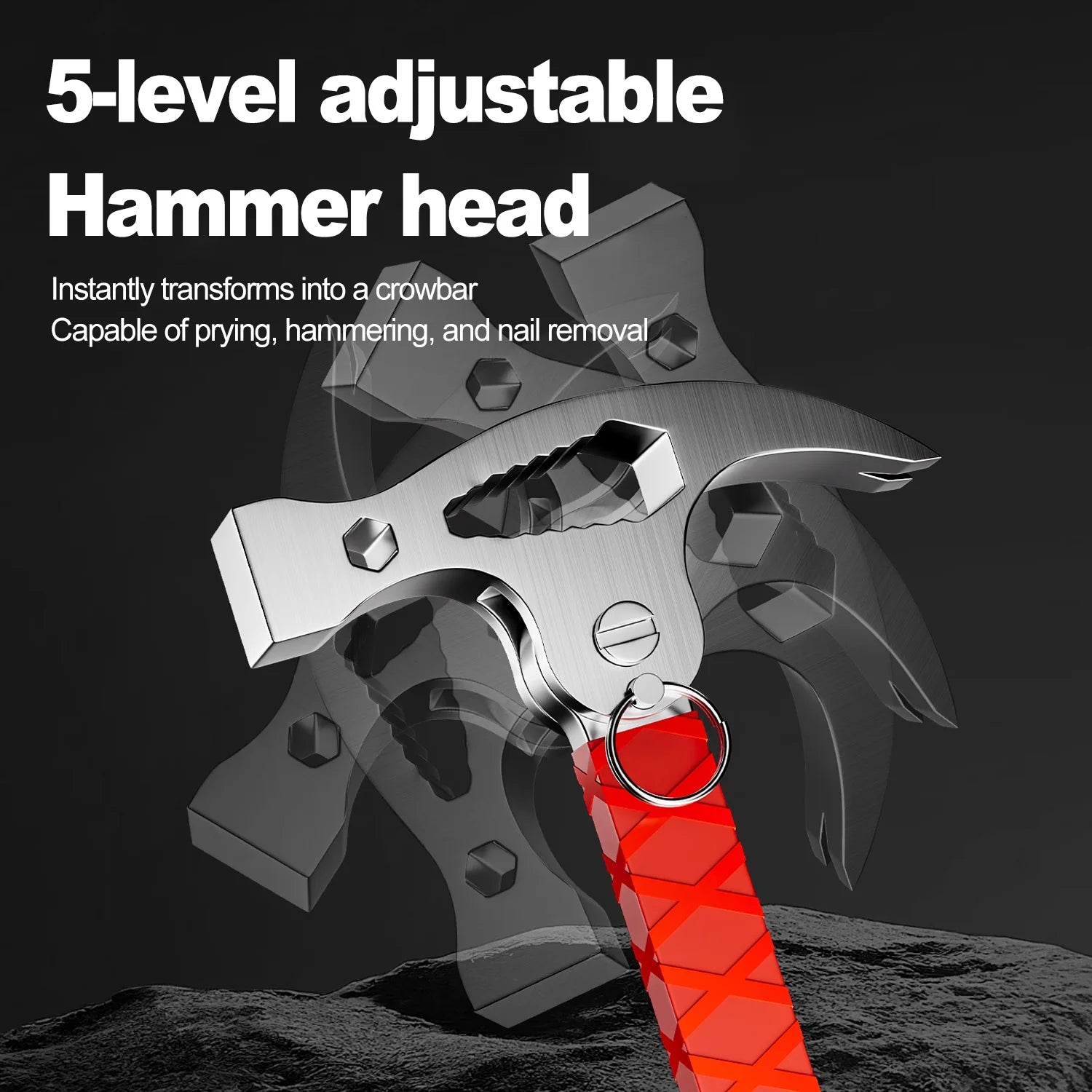 Multi functional sheep horn connected hammer universal wrench pry bar nail lifting woodworking hammer folding sheep horn hammer