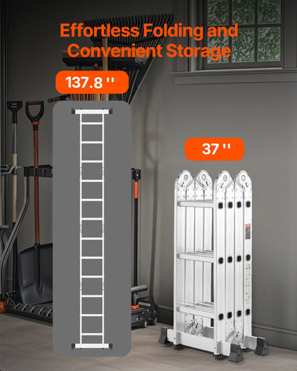 7-in-1 Multi-Purpose Folding Ladder - A-Frame Telescoping