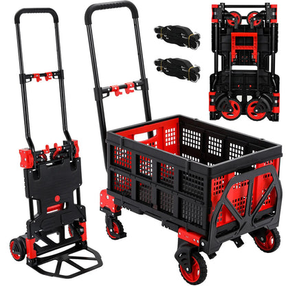 2-in-1 Folding Hand Truck with Basket, 330 lbs