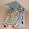 Steel attic Telescopic Ladder with hatch Ceiling fold Stairs Home  loft Ladder Pull Down Custom Size 5ft-12ft