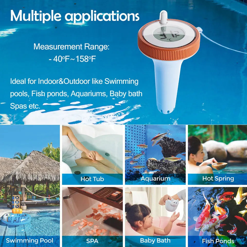 Wireless Pool Thermometer Floating Water Temperature Sensor With LCD Receiver For Swimming Pool Bathtub Aquarium Spa Fish Pond