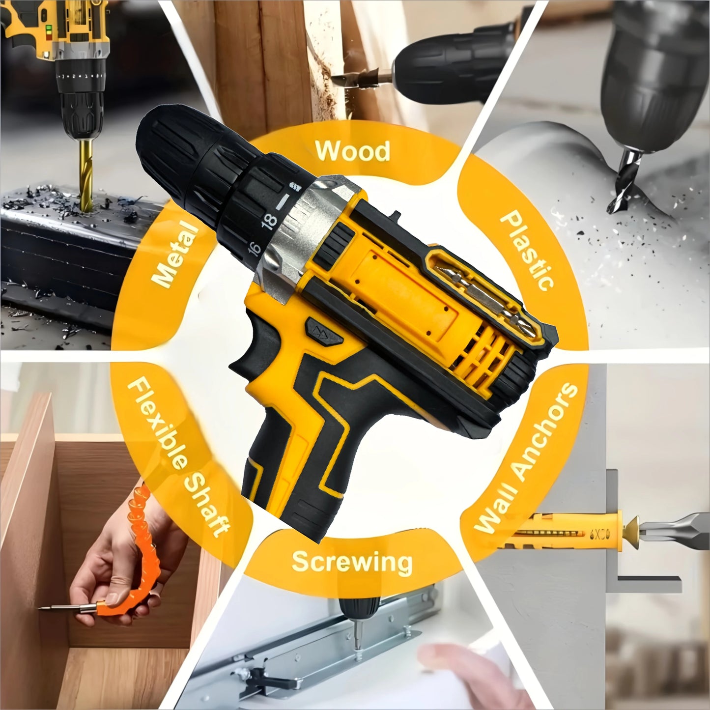 Cordless Drill Kit 24-Piece with 2 Batteries & LED