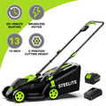 Deli 13" Electric Lawn Mower, 2-in-1 Lightweight Cordless Lawn Mower Brushless with 21V 4.0Ah Battery and Charger