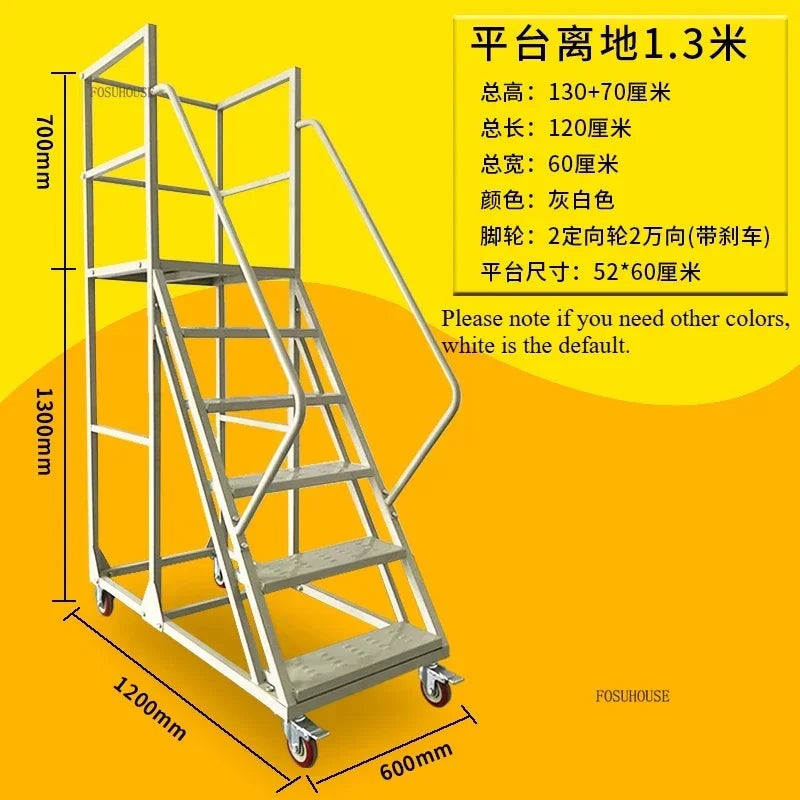 Stable Mobile Platform Step Ladder Supermarket Warehouse Pickup Wheel Ladder Step Climbing Car Home Furniture Climbing Ladder