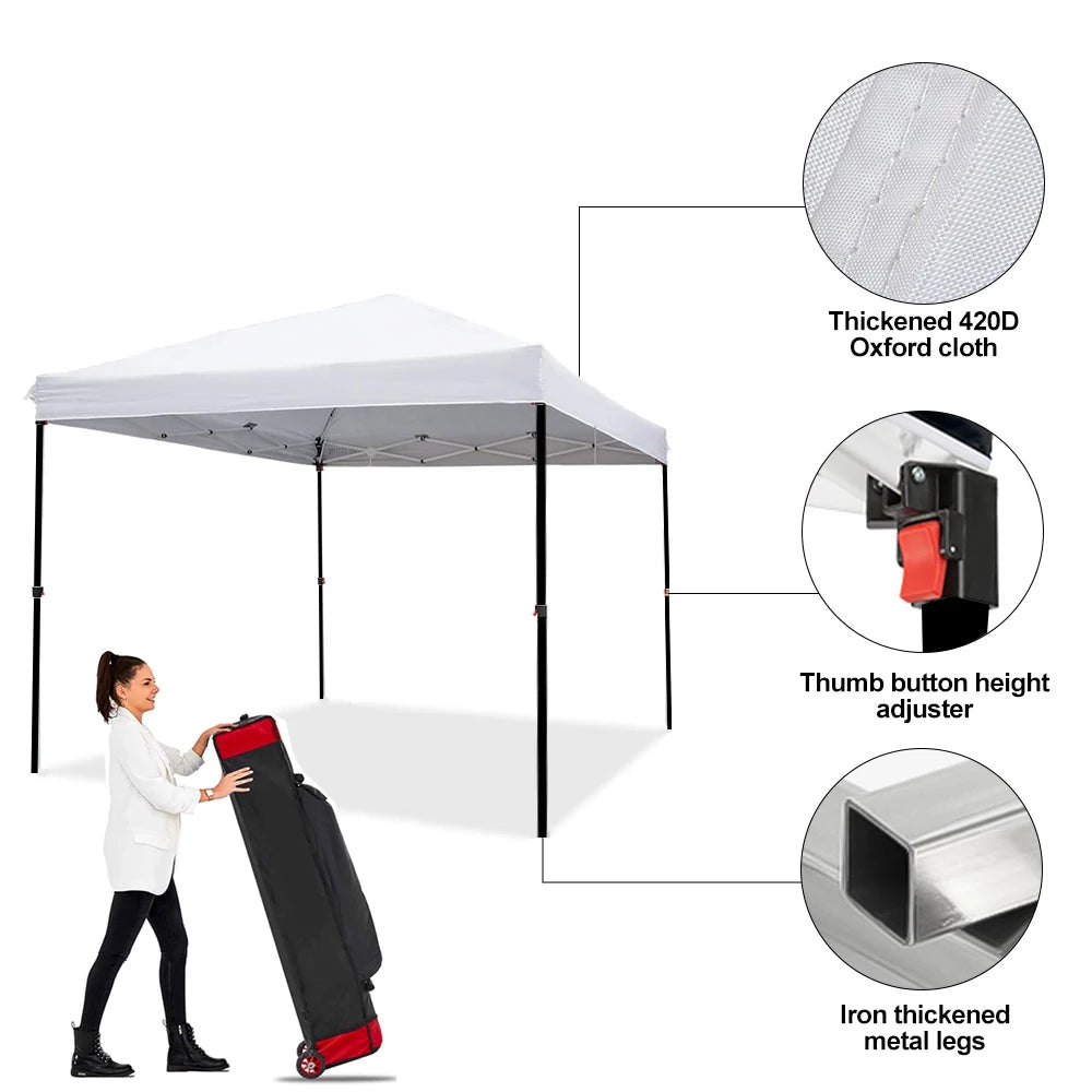 3x3m Pop Up Canopy Tent, Instant Setup, Vented Roof, Waterproof, for Beach, Patio, Camping, with Bag, 8 Stakes & 4 Ropes