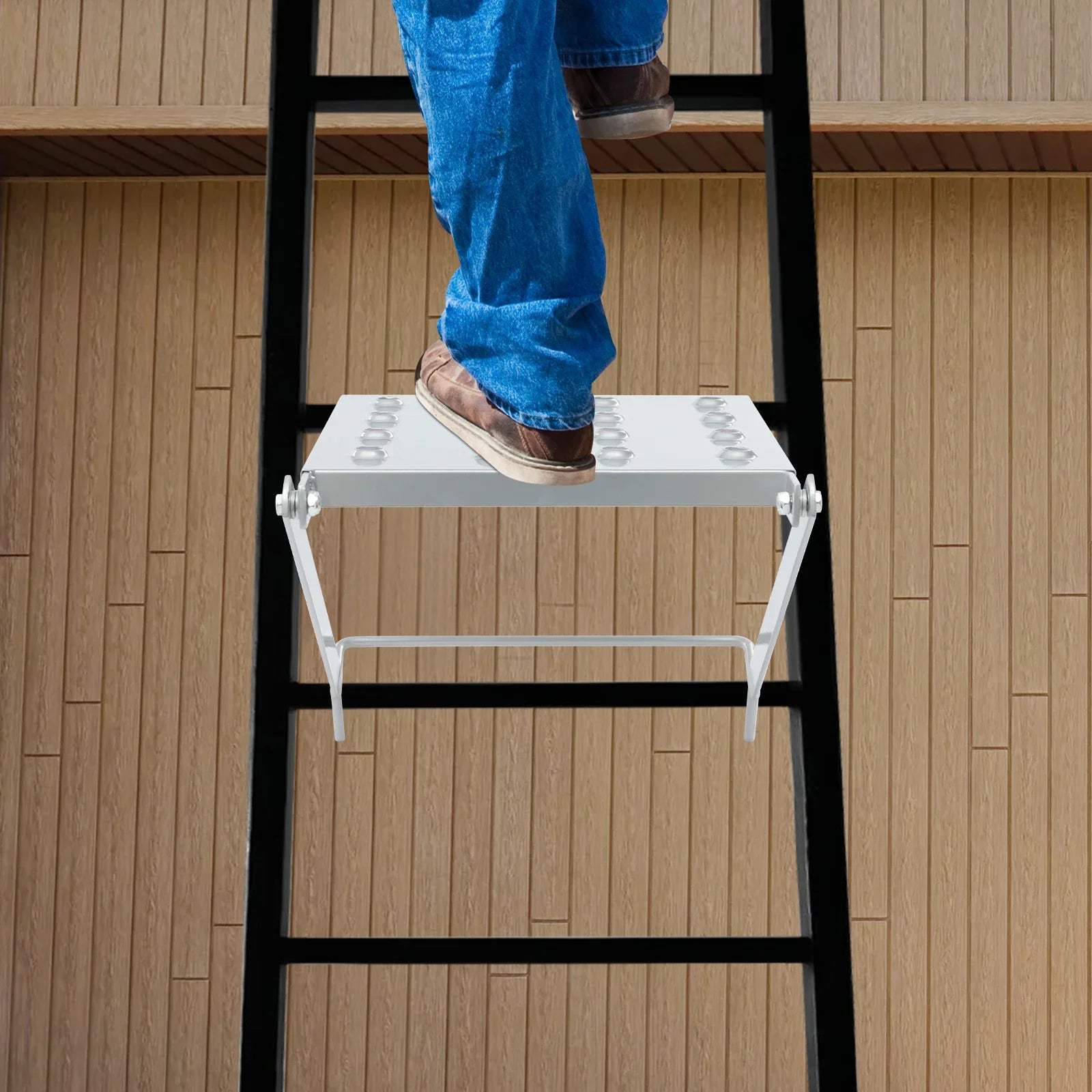 Ladder Work Platform Accessory, 150kg Load-bearing Capacity,Sturdy Iron Ladder,5.25lbs Lightweight Easy To Move,26.5*35*43.5cm