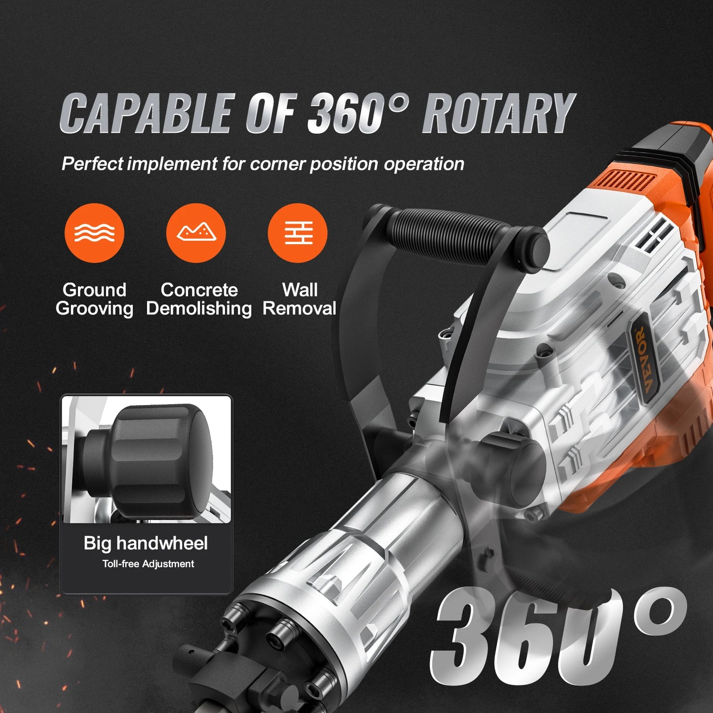 Demolition Jack Hammer 1500W-3500W with Chisels