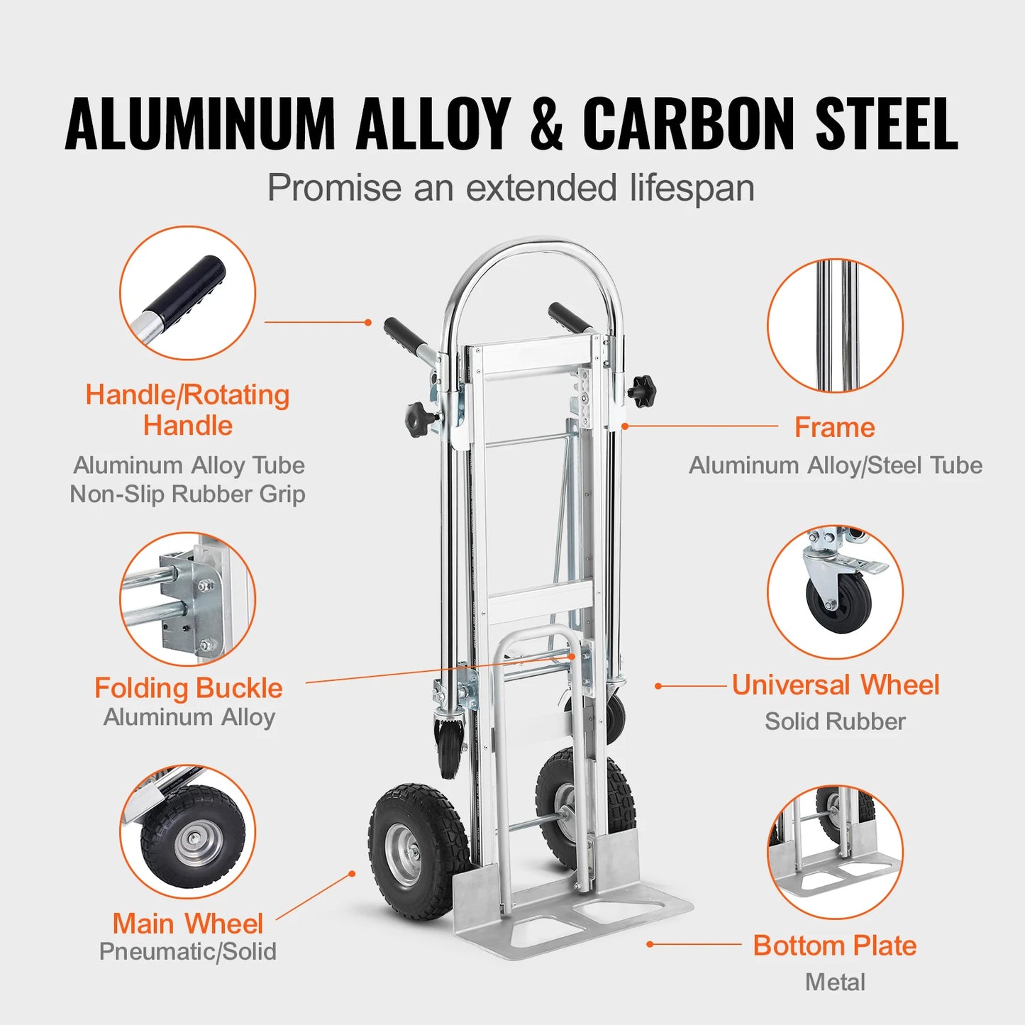 Industrial Aluminum Folding Hand Truck - Collapsible