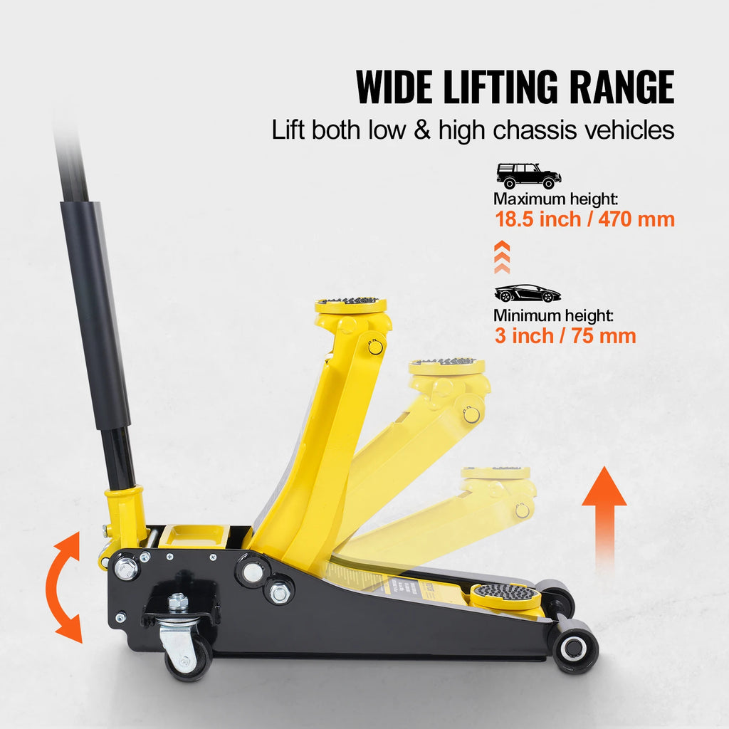 2 Ton Low Profile Floor Jack Heavy Duty Iron Hydraulic Racing Floor Jack Hydraulic Car Jack Dual Piston Quick Lift Pump