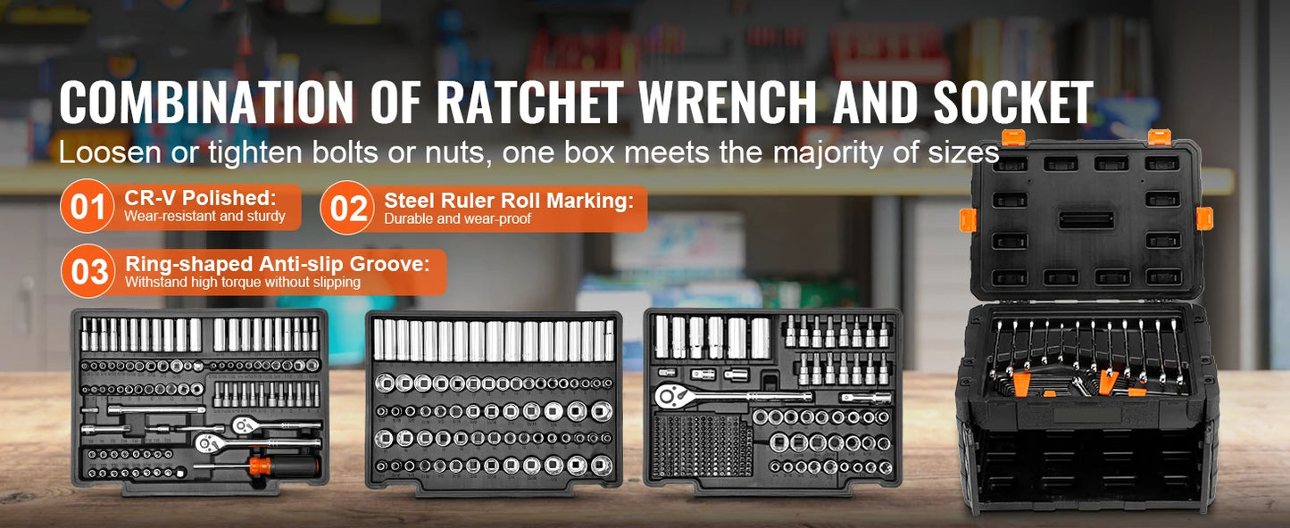450-Piece Mechanics Tool & Socket Set SAE/Metric