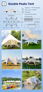 Single Double Pole Star Canopy Tents Octopus Canopy Thicken 900D Oxford Cloth Shape Stretch Canopy Outdoor Peaks Starshade Tents