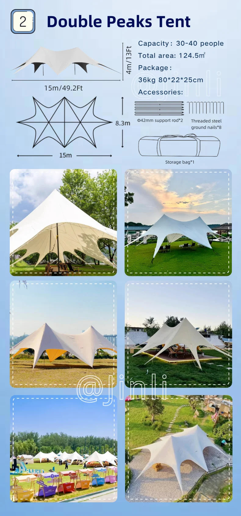 Single Double Pole Star Canopy Tents Octopus Canopy Thicken 900D Oxford Cloth Shape Stretch Canopy Outdoor Peaks Starshade Tents
