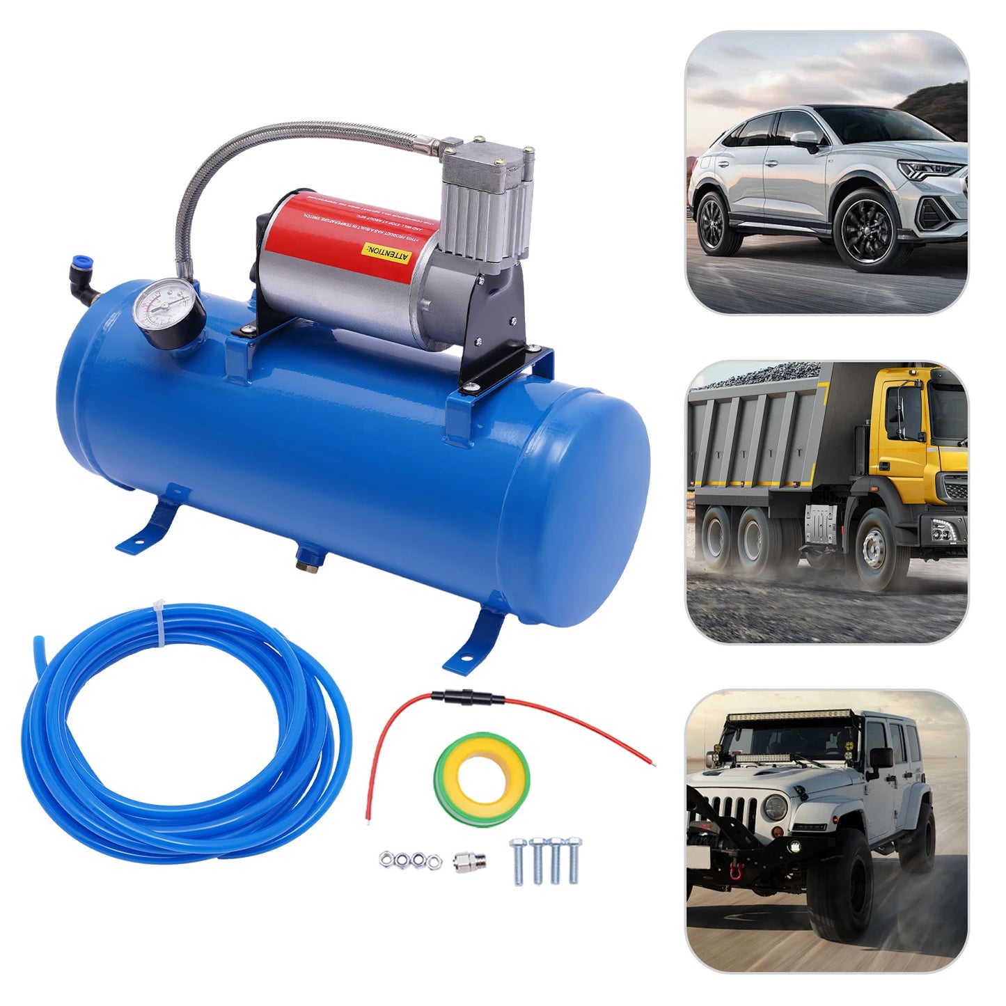 12V Air Compressor 100 PSI with 6L Tank & Air Horn Kit