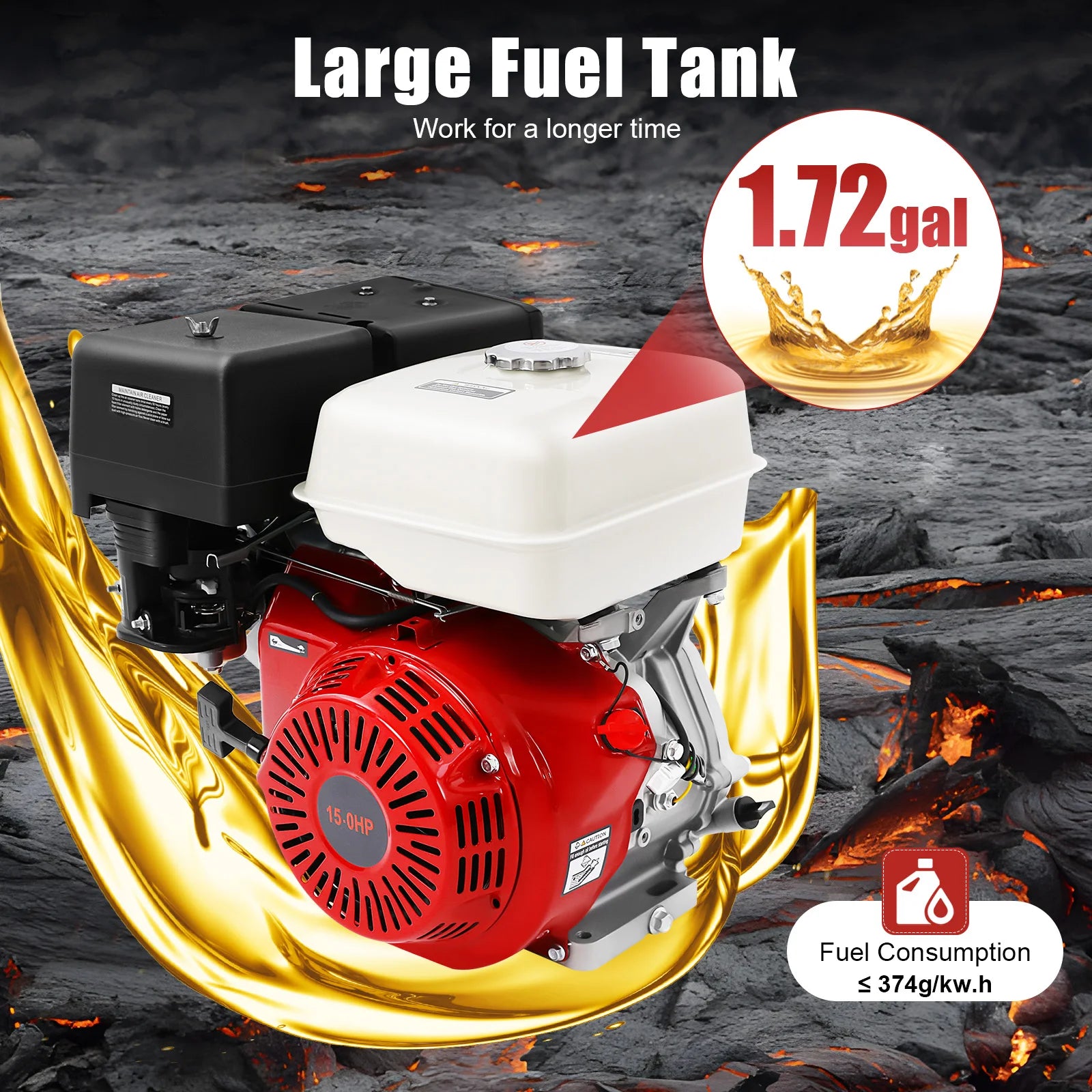 9700w 15HP Gasoline Engine 4 Stroke Aluminum Alloy Iron Material Engine 420cc High-Power Garden Tool Gas Motor for Farm
