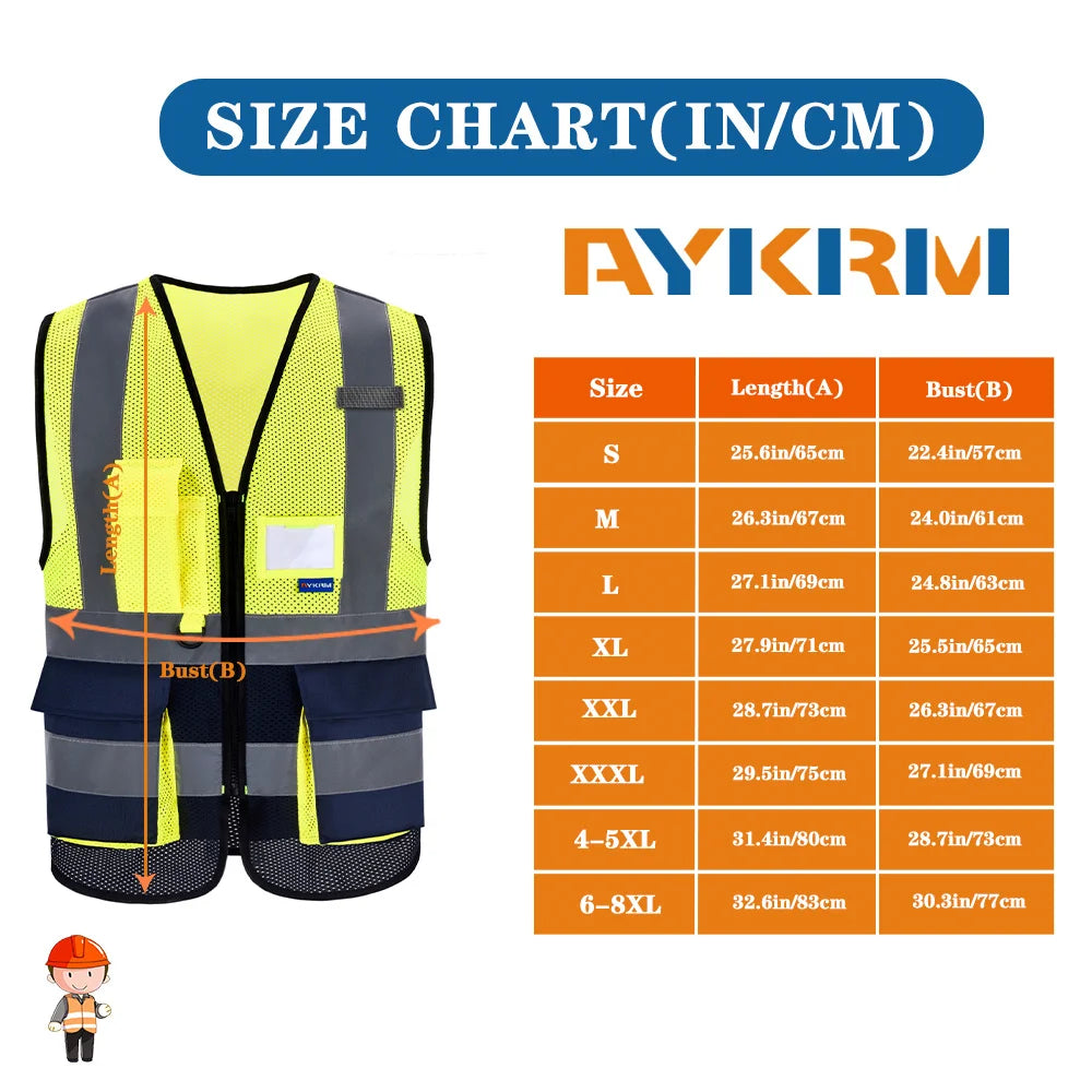 Hi-Vis Reflective Vest with Zip Pocket - Custom Logo