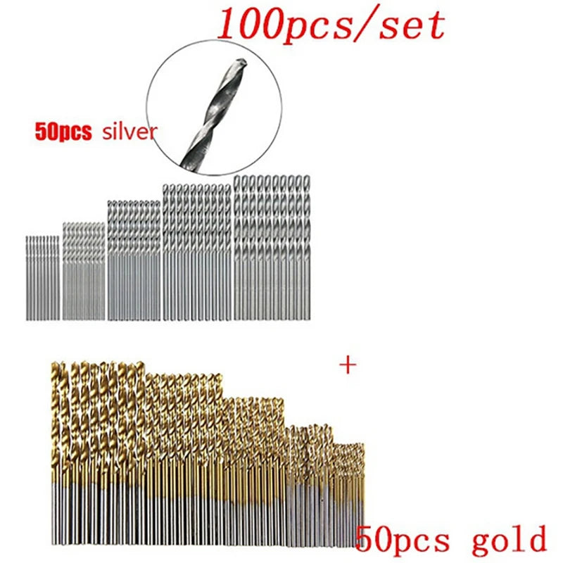 Titanium Coated HSS Drill Bit Set (50/100 Pcs)
