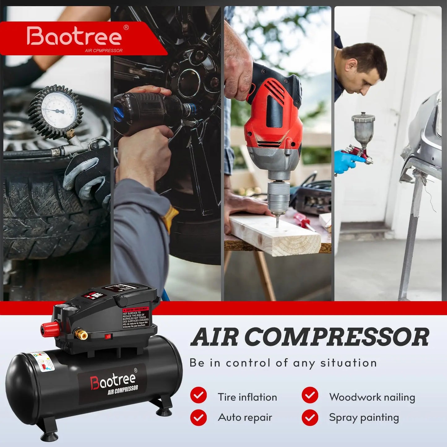 4 Gallon Portable Air Compressor - Quiet Electric