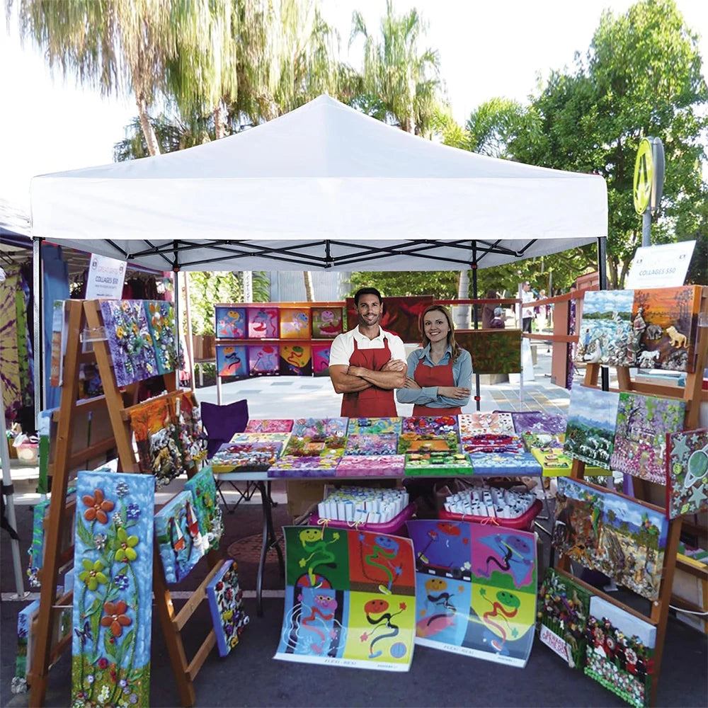 3x3m Pop Up Canopy Tent, Instant Setup, Vented Roof, Waterproof, for Beach, Patio, Camping, with Bag, 8 Stakes & 4 Ropes