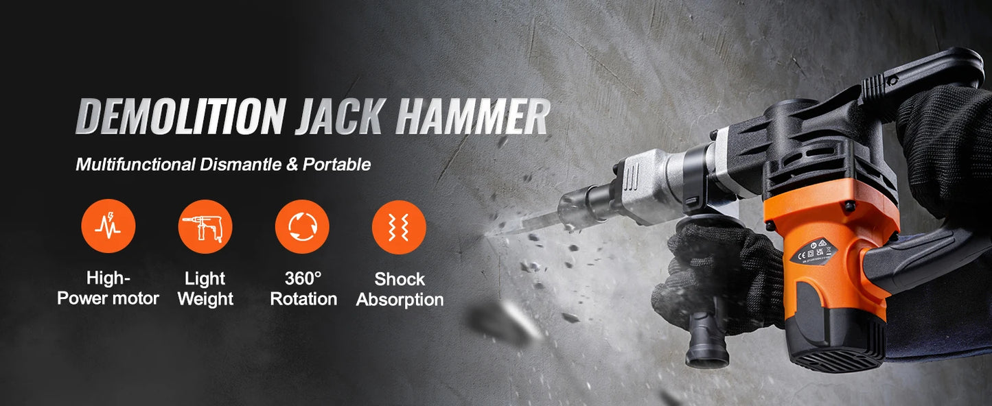 1400W Electric Demolition Jack Hammer 2900 BPM