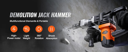 1400W Electric Demolition Jack Hammer 2900 BPM