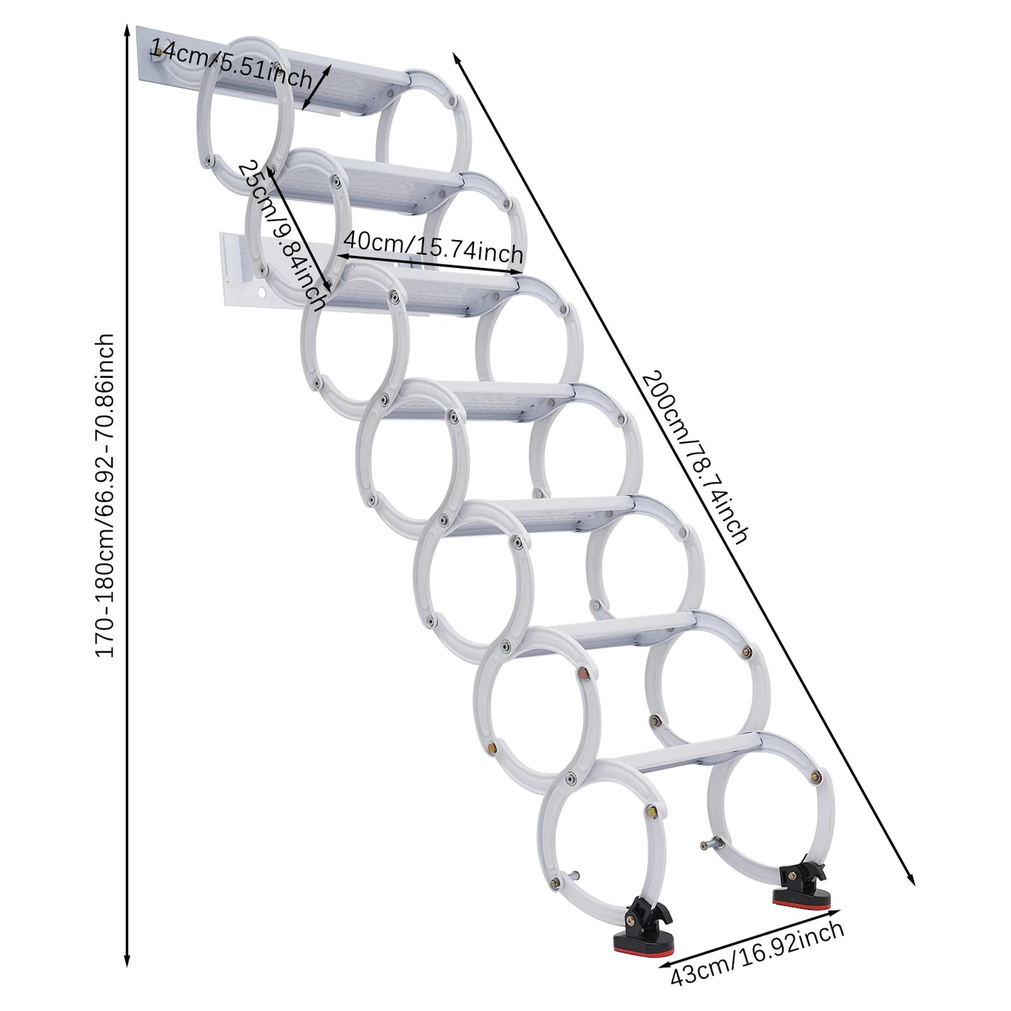 Wall Mounted Pull-Down Attic Ladder 6/7/8 Steps