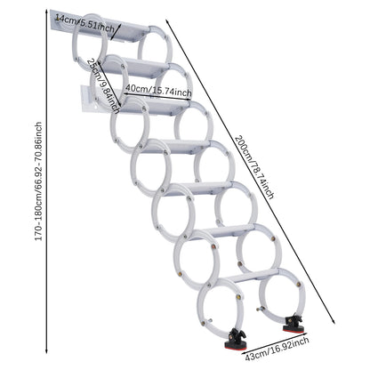 Wall Mounted Pull-Down Attic Ladder 6/7/8 Steps