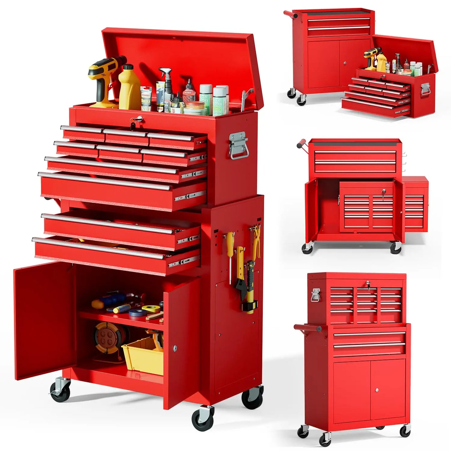 10-Drawer Rolling Tool Chest with Wheels - Garage Edition
