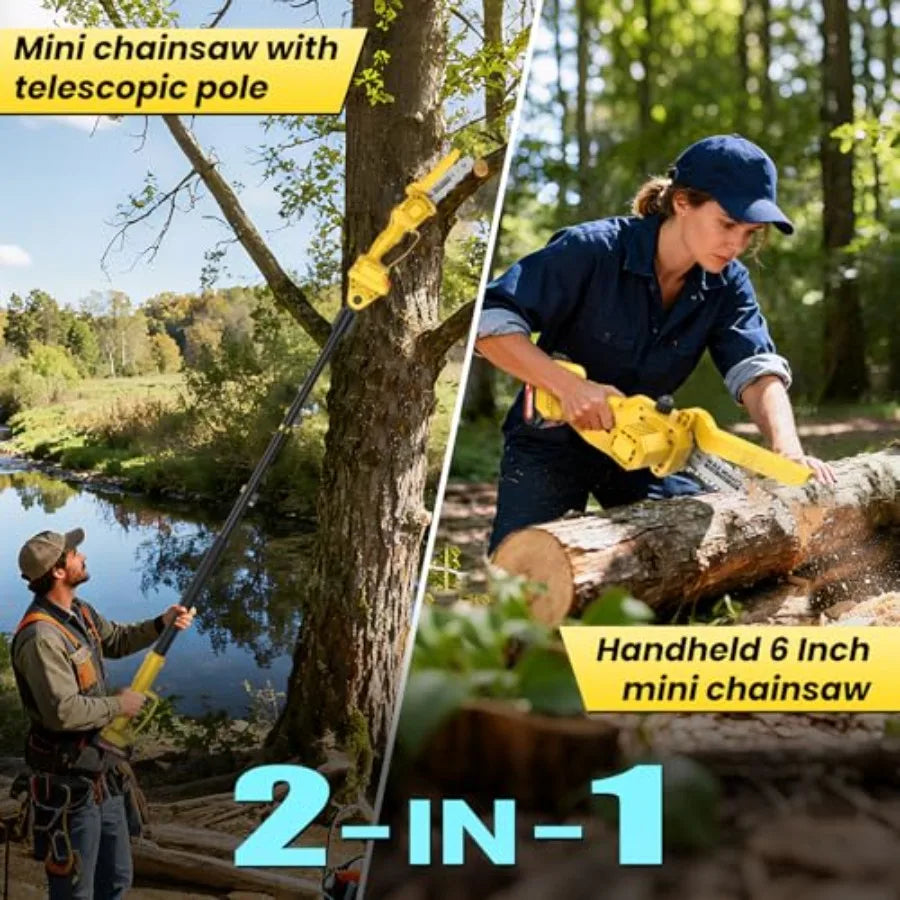 Cordless Pole Saw 6" Mini Chainsaw with Extension