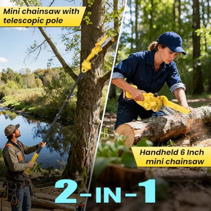 Cordless Pole Saw 6" Mini Chainsaw with Extension