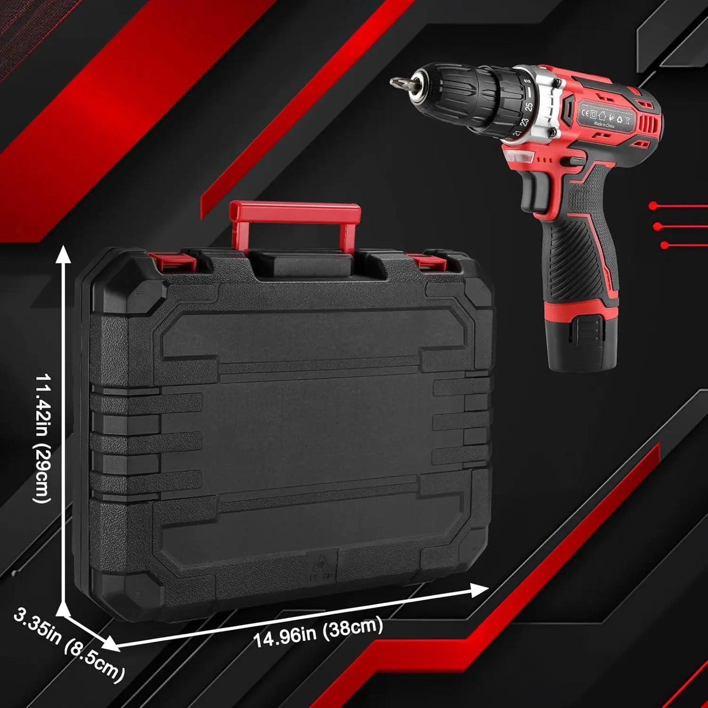 138-Piece Tool Set with 12V Cordless Drill & Tool Box