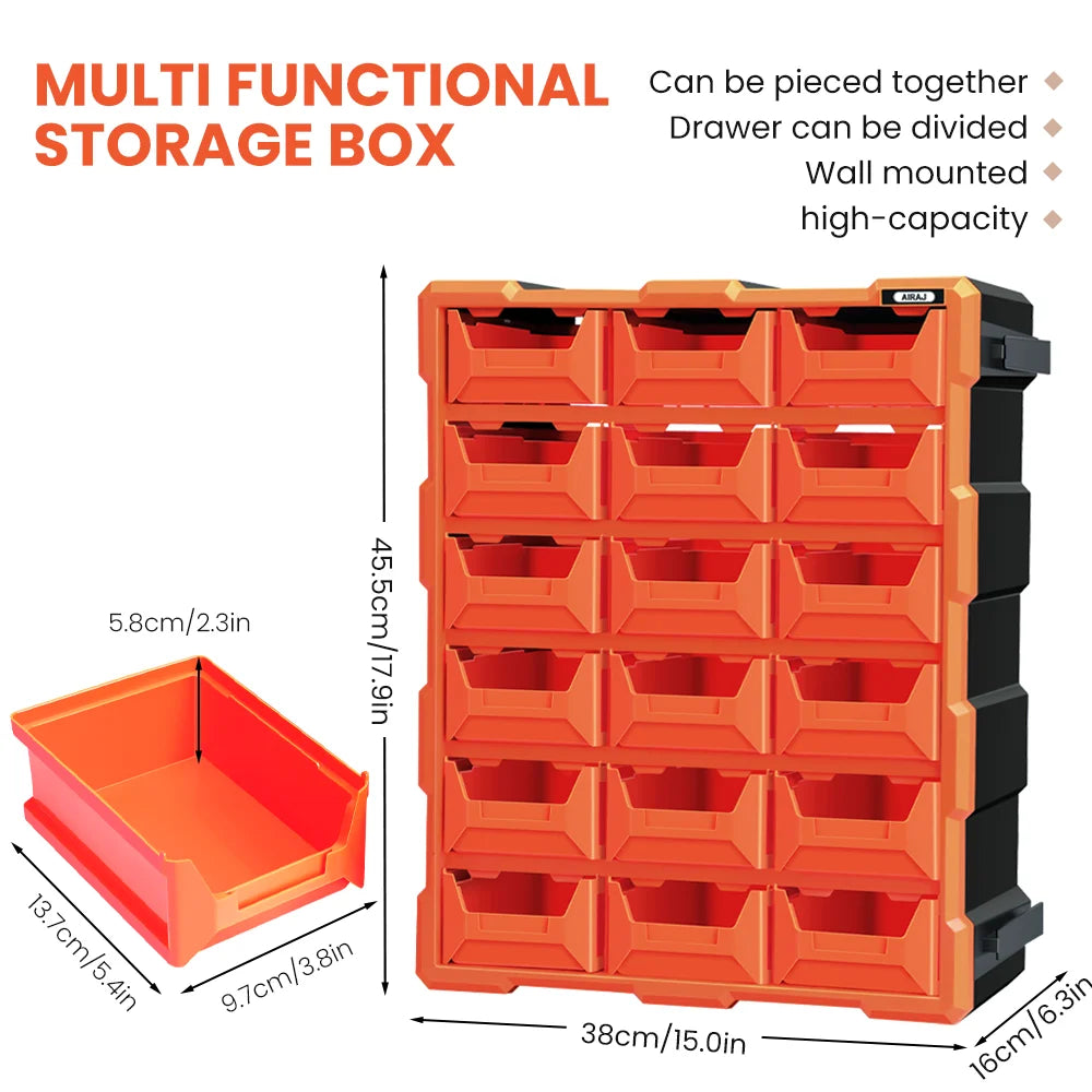 Stackable Parts Storage Box 18-60 Drawers, Clear