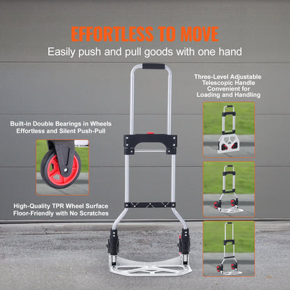 176 lbs Folding Hand Truck with Telescoping Handle