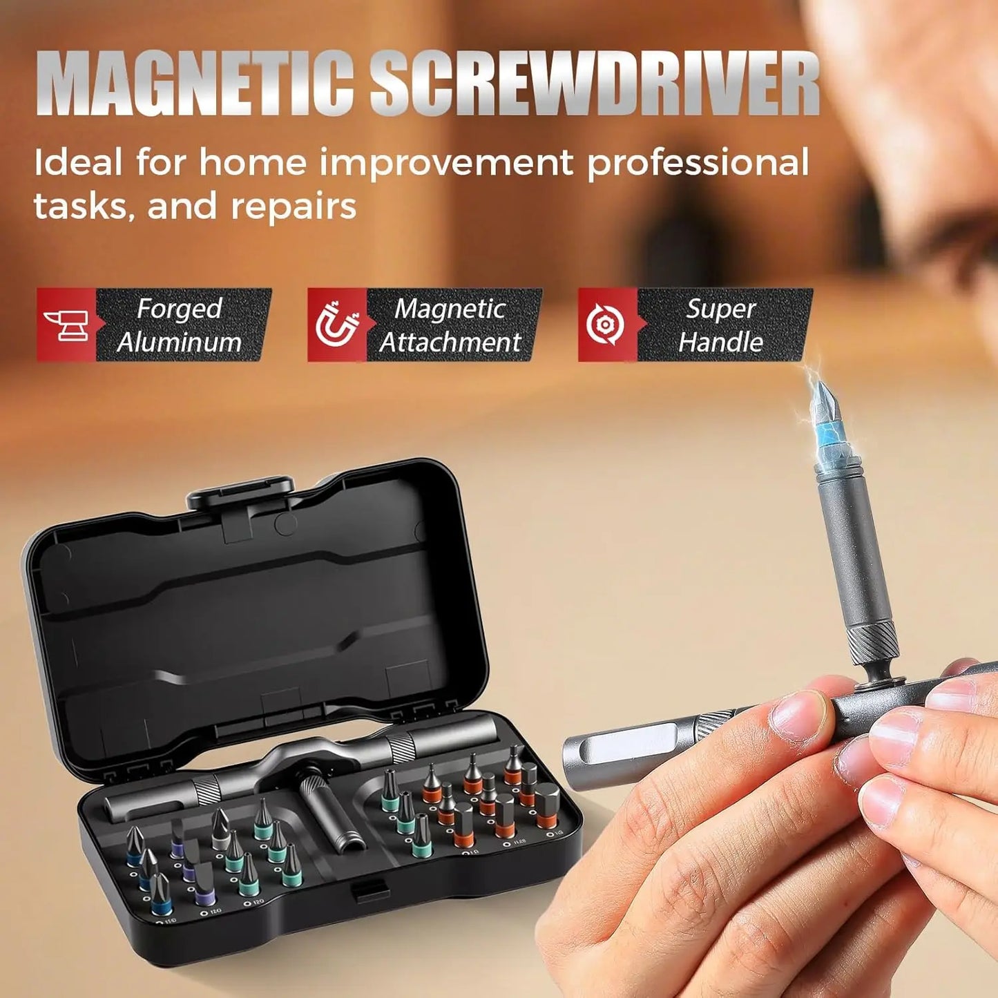 24-in-1 Ratchet Screwdriver Set with Magnetic Bits