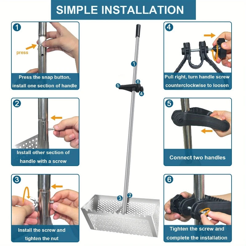 Stainless Steel Sand Sieve Foldable Beach Shark Tooth Sieve Field Supplies Beach Spade Digging Anti Corrosion Metal Shovel Tools