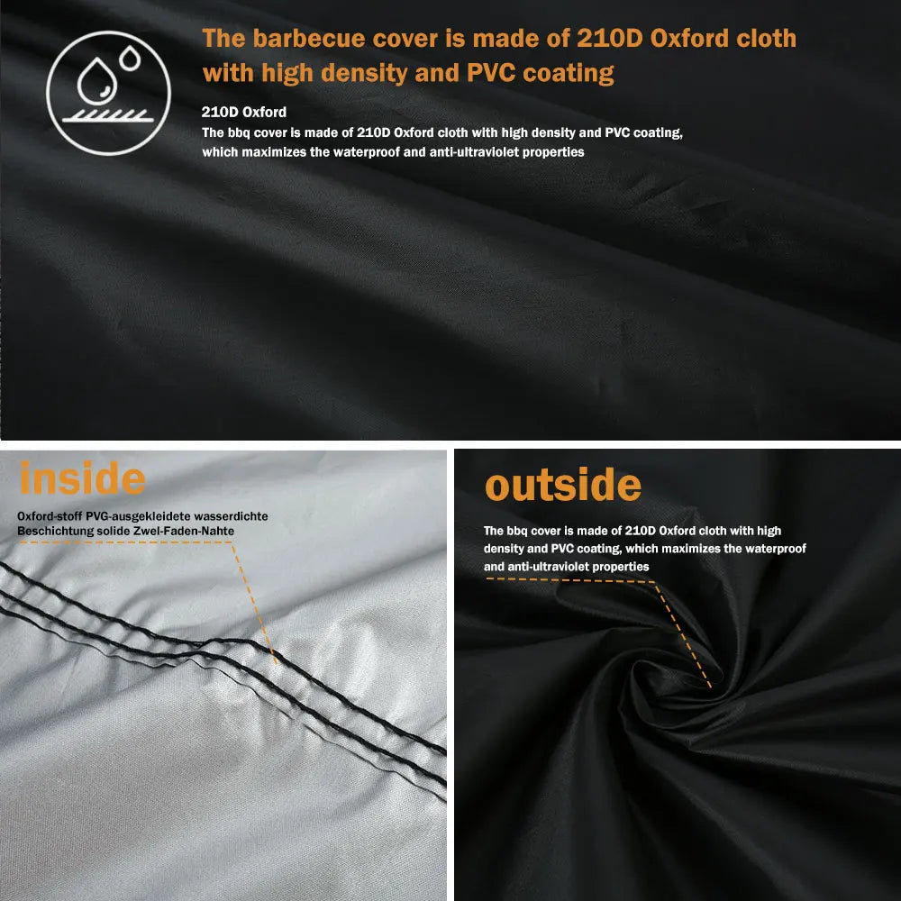 Round Grill Cover Outdoor Waterproof Dustproof Kettle BBQ Cover 210D Oxford Cloth Heavy Duty Garden BBQ Protection Cover NEW