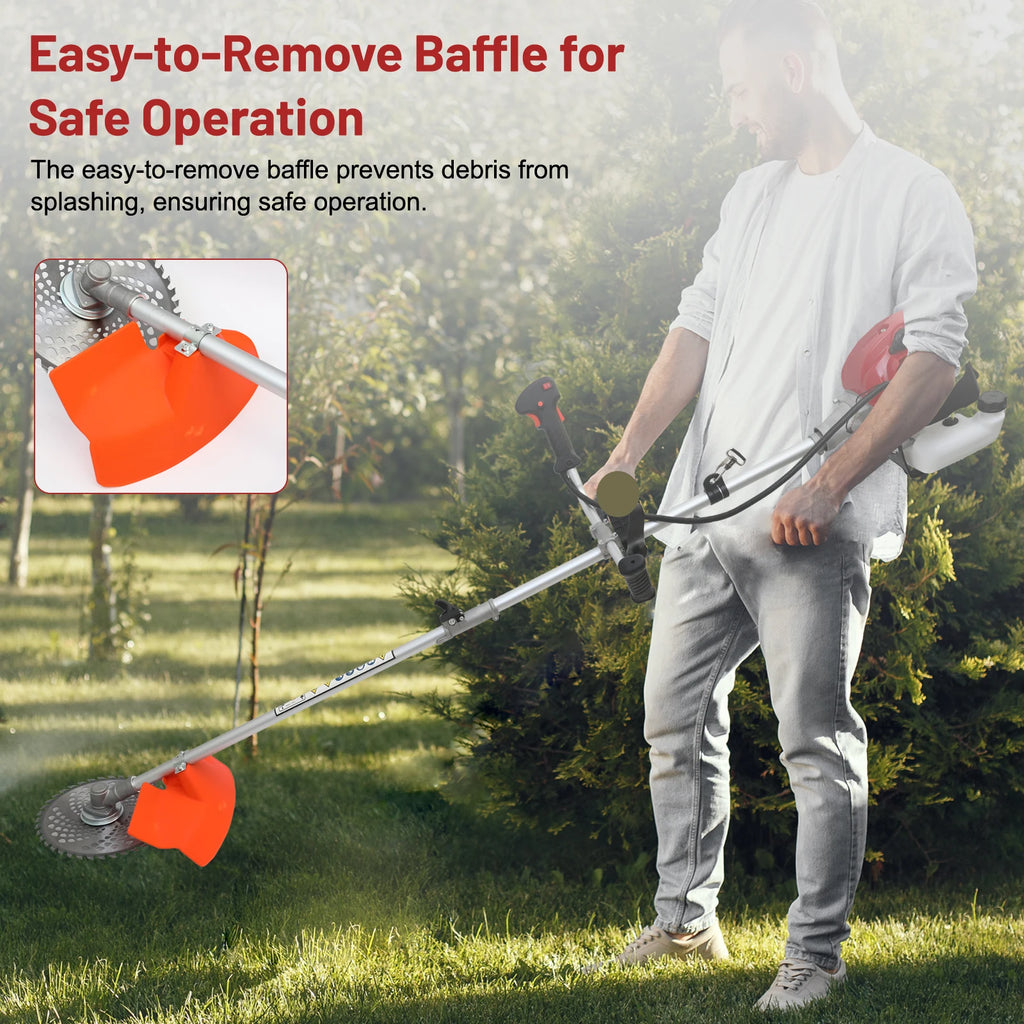 52cc Weed Wacker 2-Stroke Gas Grass Trimmer 4-in-1 Cordless Brush Cutter Gas Lawn Mower Straight Shaft Weed Eater with 4 Heads