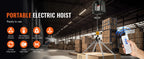 1100 lbs Electric Hoist Winch 1500W Portable Power Crane with Wireless Remote Control for Warehouse Factory Lifting