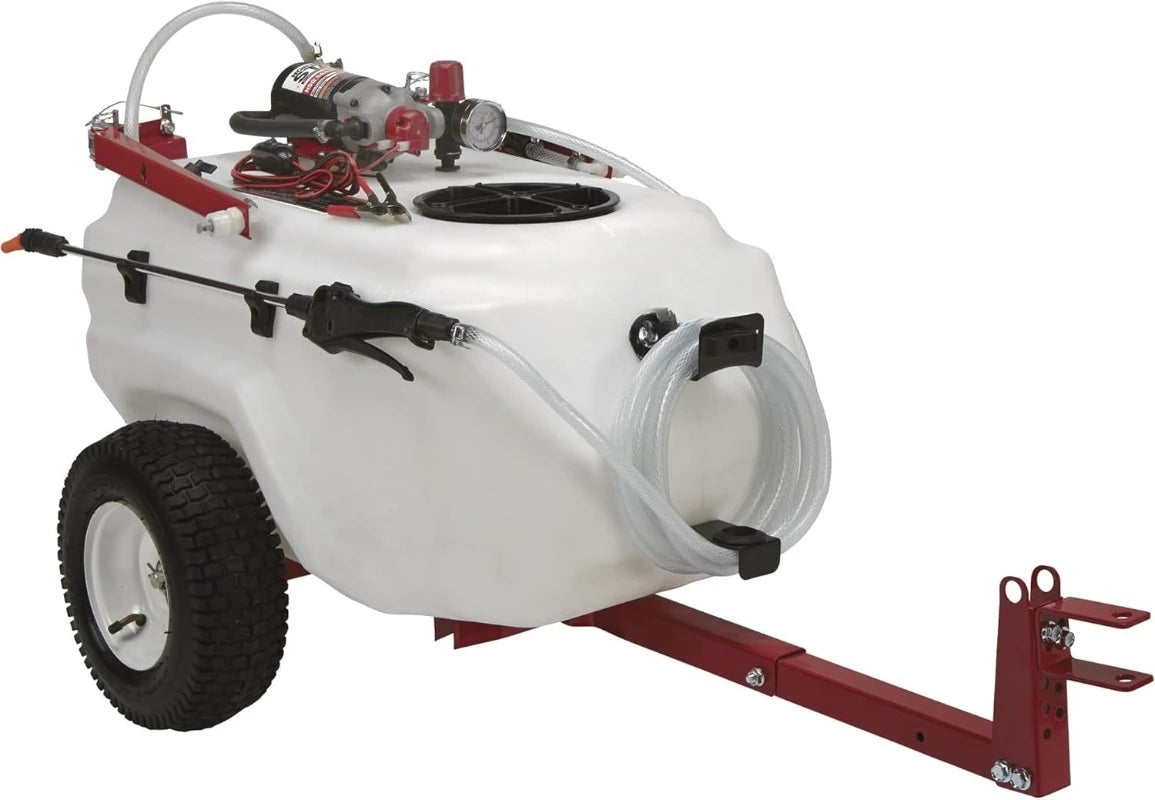 Tow-Behind Trailer Boom Broadcast and Spot Sprayer - 21-Gallon Capacity, 2.2 GPM, 12 Volt DC