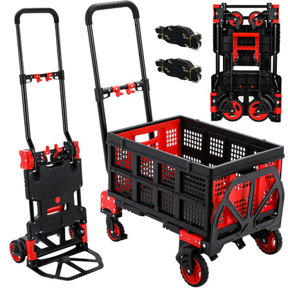 2-in-1 Folding Hand Truck with Basket, 330 lbs