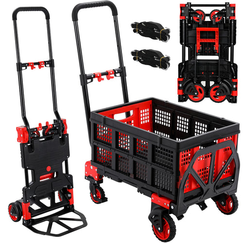2-in-1 Folding Hand Truck with Basket, 330 lbs