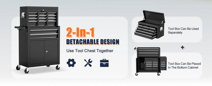 10-Drawer Rolling Tool Chest with Wheels