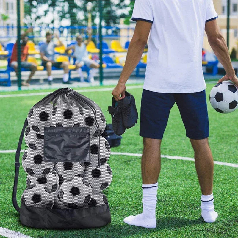 1PC Basketball Storage Bag With Zipper Pocket Volleyball Football Net Pack Gym Bags Mesh Soccer Ball Bag Extra Large Drawstring
