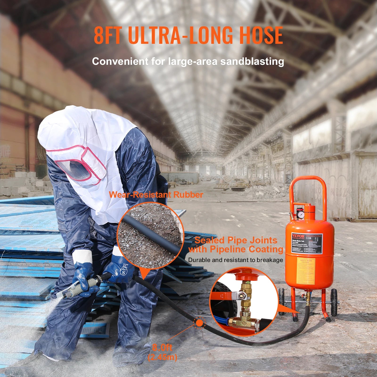 5/10/20 Gallon Sand Blaster 60-110 PSI Portable Air Sandblaster Kit w/ Oil-Water Separator for Paint Stain Rust Removal